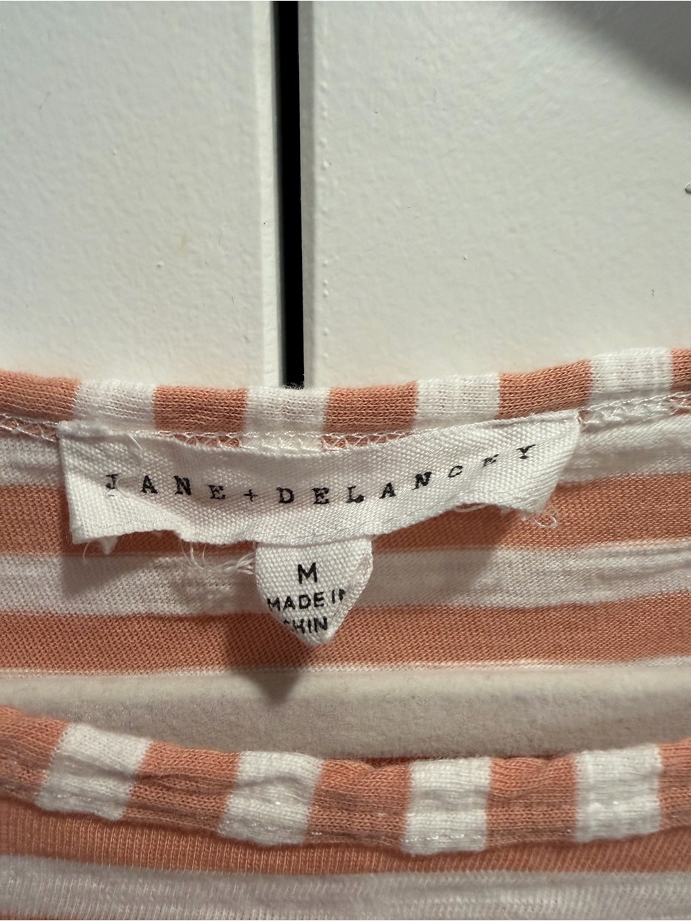 Jane & Delancey Striped Puff Sleeve Tee - Peach & White - Picture 3 of 6